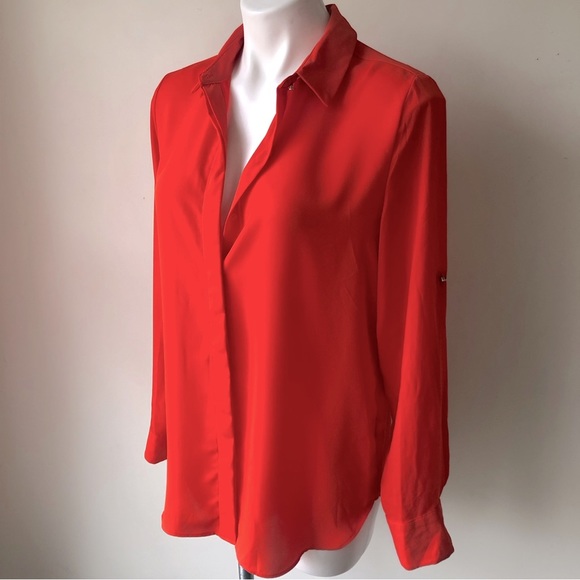 🌼 Mossimo Button Front Long Sleeve Drapey Blouse, M - Picture 1 of 7